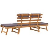 V Vrtni ležaj s jastucima 2-u-1 190 cm masivno bagremovo drvo | shoptok.hr