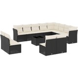  The Living Store Vrtna sedežna garnitura 13-delna z blazinami črn poli ratan - Vrtna Sedežna Garniture, (21461374) | Shoptok.si