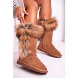 Kesi Women's Snow Boots With Fur Leather Suede Camel Balvin Cene