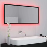 vidaXL LED kopalniško ogledalo črno 100x8,5x37 cm iverna plošča | Shoptok.si