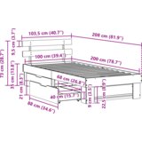  Krevetna konstrukcija Bijelo 100 x 200 cm Čvrsta borova drva | shoptok.hr