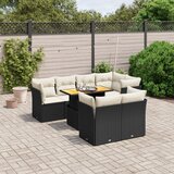 Maison Chic Seti vrtnega pohištva - Vrtna garnitura - Vrtni pohištvo set 8-delna z blazinami črn poli ratan, (21800132) | Shoptok.si
