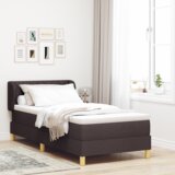 vidaXL Postelja s podnožjem z vzmetnico Temno rjava 90x190 cm Tkanina, (22052433) | Shoptok.si