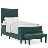 Box Spring Krevet s Madracem i Klupom Tamnozeleni 90x190 cm Baršun | shoptok.hr