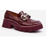 Kesi Women's patent leather loafers with embellishment, burgundy Arsaba Cene