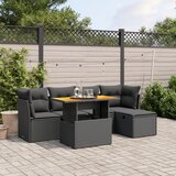 vidaXL 6-dijelni set vrtnih sofa s jastucima crni od poliratana | shoptok.hr