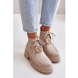 Zazoo 2952 Leather Ankle Boots With Golden Decoration Beige | shoptok.hr