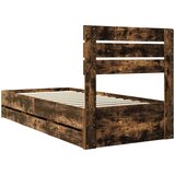  Krevetna konstrukcija s ladicama Dimljeni hrast 90 x 190 cm Smeđa 196 x 93 x 100 cm | Shoptok.si