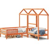  Set kreveta i klupe s krovom voštano smeđi 80x200 cm borovina | shoptok.hr