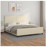  Posteljni okvir z vzglavjem krem 160x200 cm umetno usnje | Shoptok.si