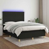  Krevet box spring s madracem LED crni 140x200 cm od tkanine | shoptok.hr
