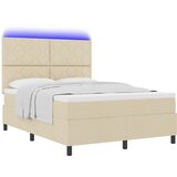 vidaXL Box Spring postelja z vzmetnico in LED Bež 140x190 cm Tkanina, (22081174) | Shoptok.si