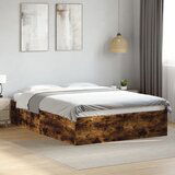 Maison Chic Posteljni okvir - Dvoposteljna postelja - Zakonska postelja dimljeni hrast 140x200 cm inženirski les-J14314, (21765328) | Shoptok.si