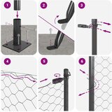 vidaXL Hexagonalna Ograda Siva 1x100 m Čelik, Ograda Stupovi s Podstavama 13 kom Ø32mm 110cm Pocinčani Čelik | shoptok.hr