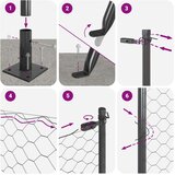 vidaXL šestkotna ograja Siva 1x100 m Jeklo, ograjni stebri z osnovnimi ploščami 13 kos Ø32mm 110cm pocinkano jeklo | Shoptok.si