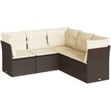  5-dijelni set vrtnih sofa s jastucima poliratan smeđi | shoptok.hr