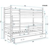 Rico drveni dječji krevet na kat s ladicom - bijeli - 190*80cm | shoptok.hr