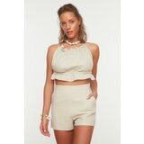 Trendyol Beige Linen Look Shorts & Bermuda siva | braon | krem | ePonuda.com