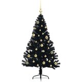 vidaXL Umjetna preddekorirana božićna jelka Črna 150 cm PVC | Shoptok.si