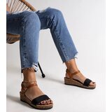 Gemre Black sandals on a low cork wedge Malada | Shoptok.si