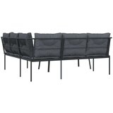  Set vrtnih sofa s jastucima crni od čelika i tekstilena | shoptok.hr