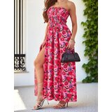 Resti Patterned women's midi dress without sleeves with a wide elastic band and slits at the bottom | shoptok.hr