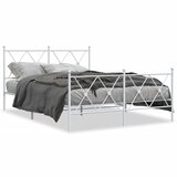 vidaXL Kovinski posteljni okvir z vzglavjem in vznožjem bel 140x200 cm | Shoptok.si