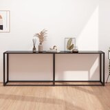 vidaXL Konzolna mizica črna 220x35x75,5 cm kaljeno steklo Cene