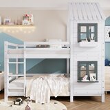 Möbrio 90x200cm Dvonadstropna postelja iz masivnega lesa - z letvenim podnožjem - bela in siva, (22060359) | Shoptok.si