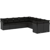  10-dijelni set vrtnih sofa s jastucima crni od poliratana | shoptok.hr