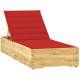 Maison Chic Ležalnik - Sončna ležalnik z rdečo blazino impregnirana borovina, (22043178) | Shoptok.si