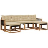 vidaXL Zunanja garnitura za sedenje z blazino 6 pcs Naravna in bež, (5000280208) | Shoptok.si