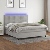 Maison Chic Box spring postelja - Vzmetna postelja z vzmetnico LED sv. siva 180x200 cm blago SL15912, (21905480) | Shoptok.si