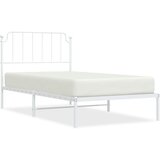  The Living Store Kovinski posteljni okvir z vzglavjem bel 100x190 cm - Posteljni Okvir, (21455607) | Shoptok.si