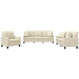 Maison Chic Sedežna garnitura - kavč z vzglavniki 3-delna krem umetno usnje, (21728916) | Shoptok.si