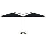  Dvojni senčnik z jeklenim drogom črn 600x300 cm | Shoptok.si