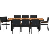  9-dijelni set za blagovanje u vrtu crni poli ratan | shoptok.hr
