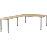 mauser Pisalna miza, kotna, spodnji del iz kvadratne/okrogle cevi, VxŠxG 650 - 850 x 1800 x 900 mm, kotni element na levi strani (širina 1200 mm), plo | Shoptok.si