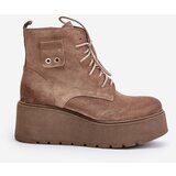 Zazoo Suede Women's Platform And Wedge Ankle Boots Insulated Beige 60499 | Shoptok.si