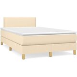  Box spring postelja z vzmetnico krem 120x200 cm blago, (20726490) | Shoptok.si
