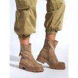 Shelvt Brown women's ankle boots with a decorative zipper | Shoptok.si