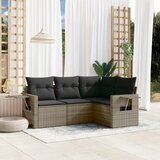 Maison Chic Seti vrtnega pohištva - Vrtna garnitura - Vrtni pohištvo set 4-delna z blazinami siv poli ratan, (21820805) | Shoptok.si