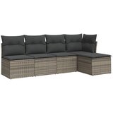 Maison Chic Seti vrtnega pohištva - Vrtna garnitura - Vrtni pohištvo set 5-delna z blazinami siv poli ratan, (21819686) | Shoptok.si