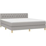  Box spring postelja z vzmetnico svetlo siva 160x200 cm žamet, (20789841) | Shoptok.si