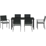  Vrtni set za objed 7 pcs Crna i svijetlo siva PE ratan | shoptok.hr