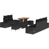 vidaXL set vrtne sofe od 8 dijelova s jastučićima crna poli ratan akacija, dvosed vrtna sofa s pohranom i jastučićima crna poli ratan, 3-dijelni set vrtne blagovaonice s jastučićima crna poli ratan akacija Cijene