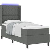 vidaXL Box Spring Krevet s Madracem i LED-om Tamno Siva 80x200 cm Tkanina | shoptok.hr
