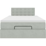 vidaXL Otomanski posteljni okvir z vzmetnico siv 120x200 cm žamet | Shoptok.si