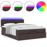  Otomanska postelja z vzmetnico & LEDs rjav 140x190 cm blago, (22011818) | Shoptok.si