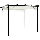  Pergola s pomičnim krovom krem bijela 3 x 3 m čelična | shoptok.hr